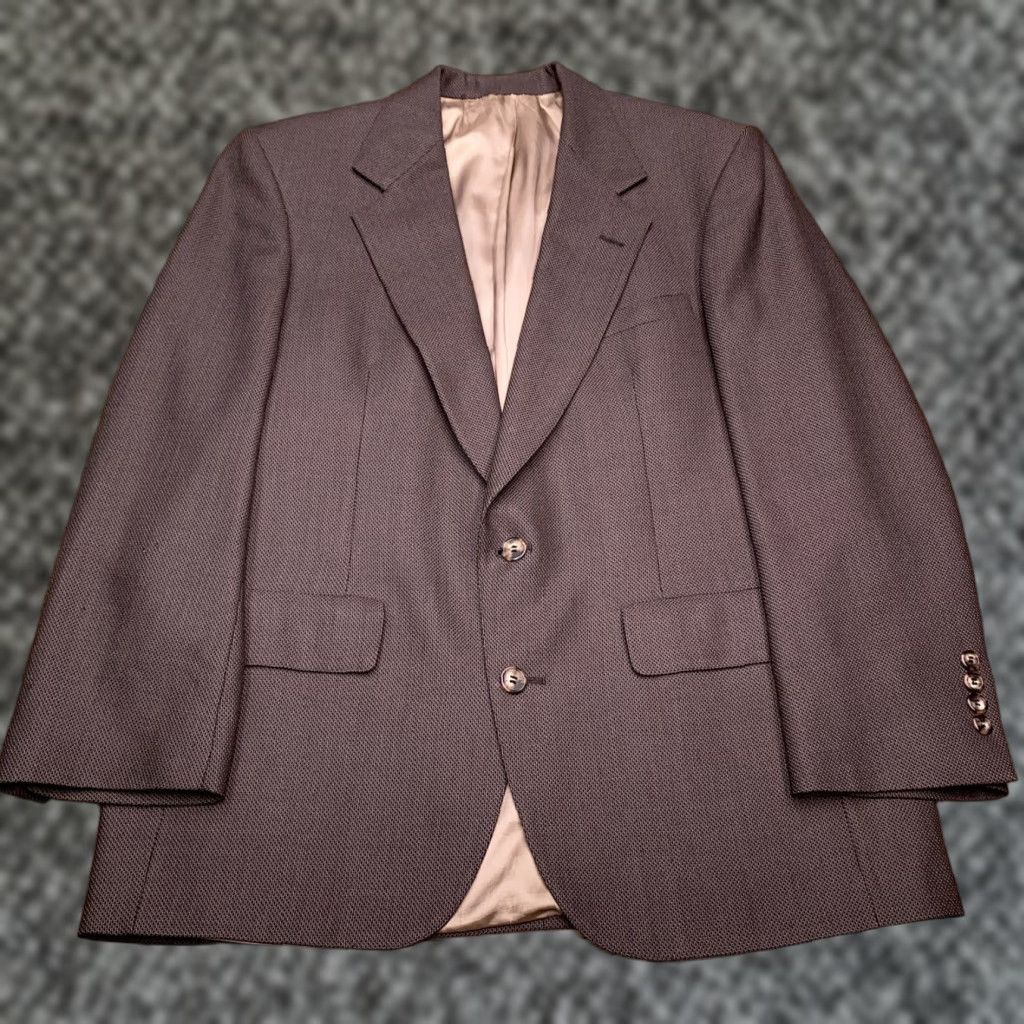 Bill Blass VINTAGE Bill Blass Blazer Mens 42 Brown Wool Jacket Blazer Single-Breasted 2-Button Notch Lapel Mens 42 Brown Wool Geometric Classic Vintage 42 Mens Size 42R - 1 Thumbnail
