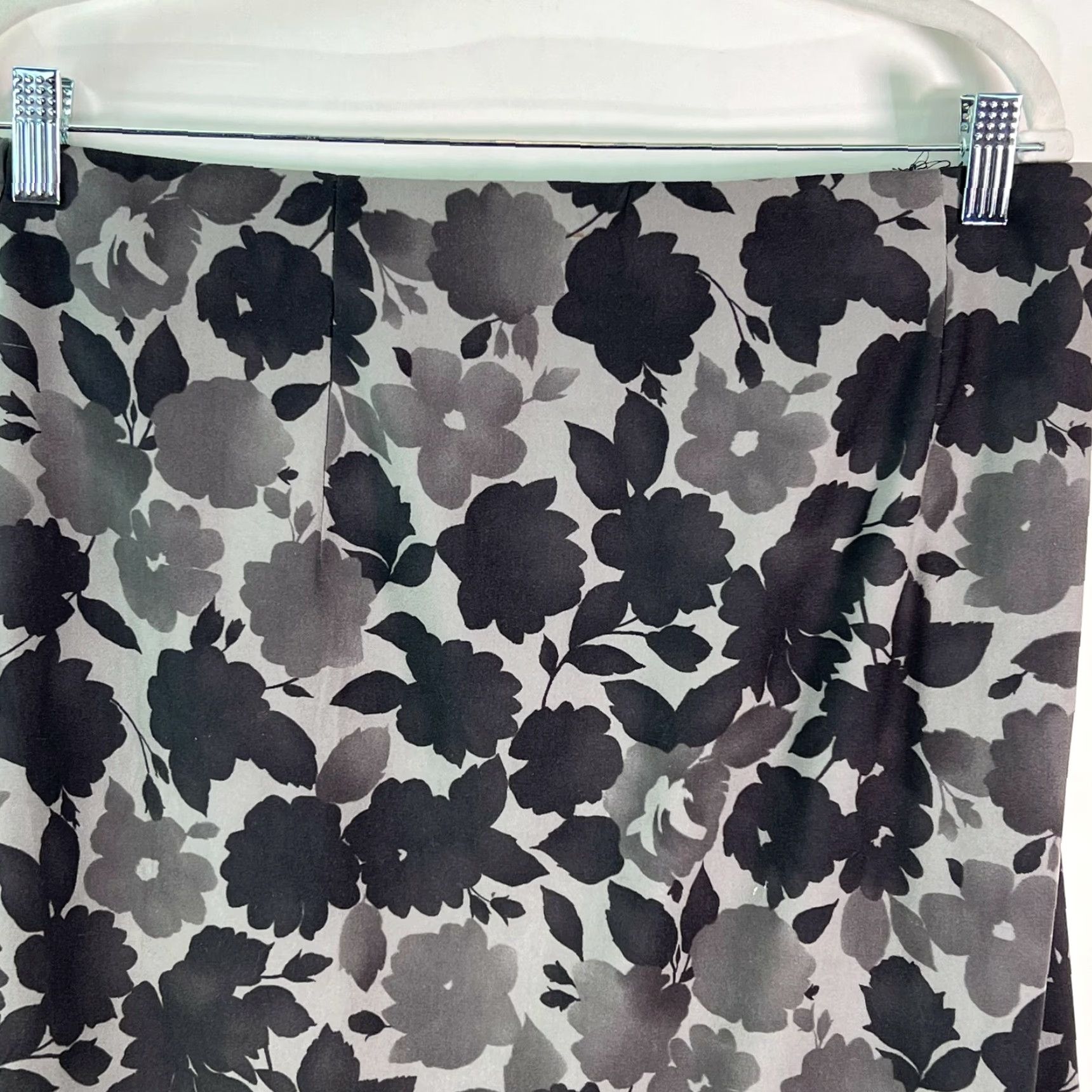 Vintage VINTAGE Leslie Fay Womens Black Floral Elastic Waist Straight Pencil Skirt Size 16 (47) Size 38" / US 16 / IT 52 - 3 Thumbnail