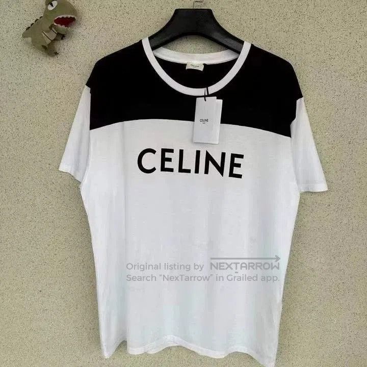 Japanese Brand Celine Black White Logo Short Sleeve. Size US XL / EU 56 / 4 - 1 Thumbnail