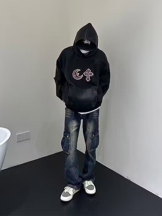 Japanese Brand × Vintage Gothic Pullover Cross Leather Hoodie Size US M / EU 48-50 / 2 - 1 Thumbnail