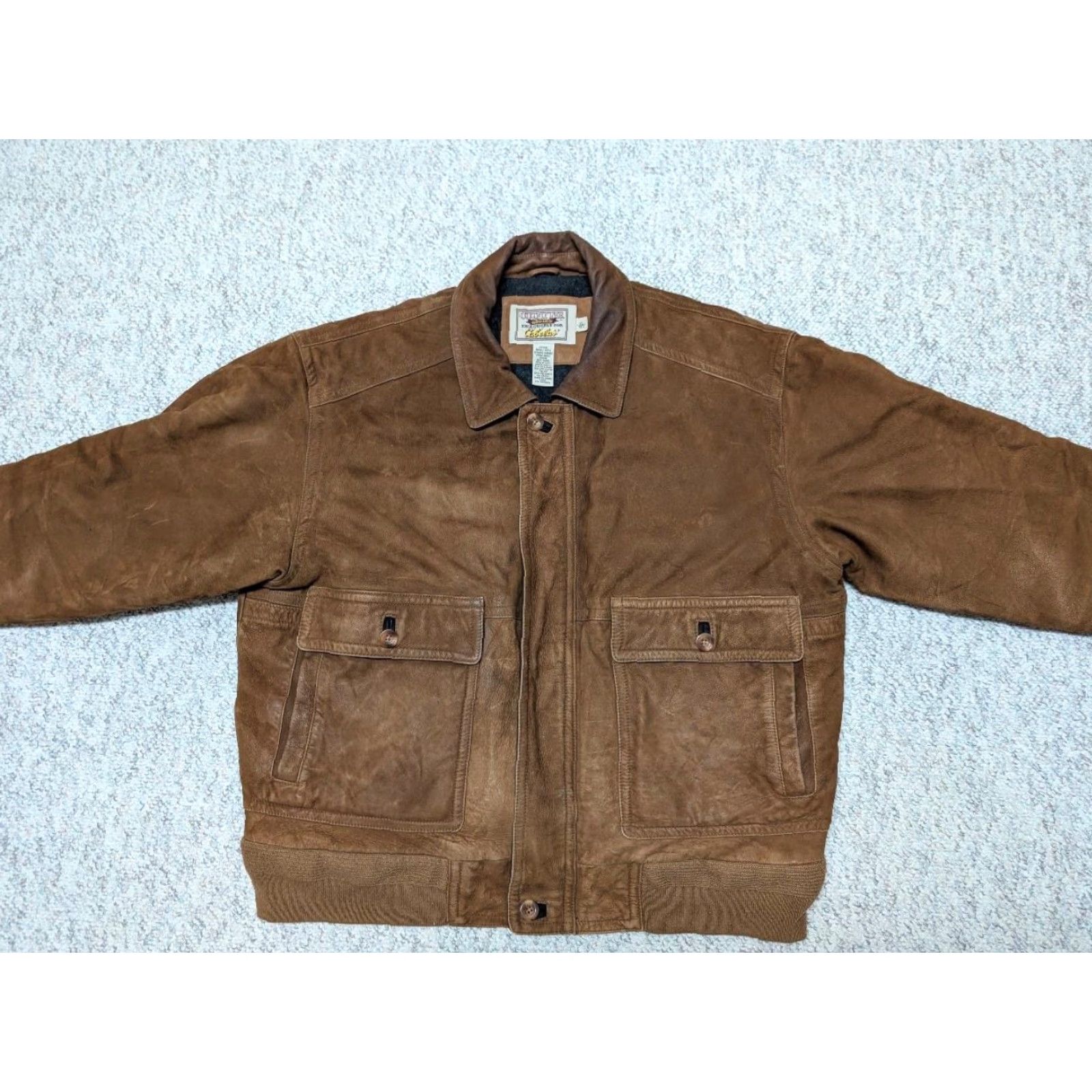 Vintage VINTAGE Cabela's bomber jacket Leather Suede Cowhide XL Brown Mens Jacket 46-48 Flight Flyers Size US XL / EU 56 / 4 - 6 Thumbnail
