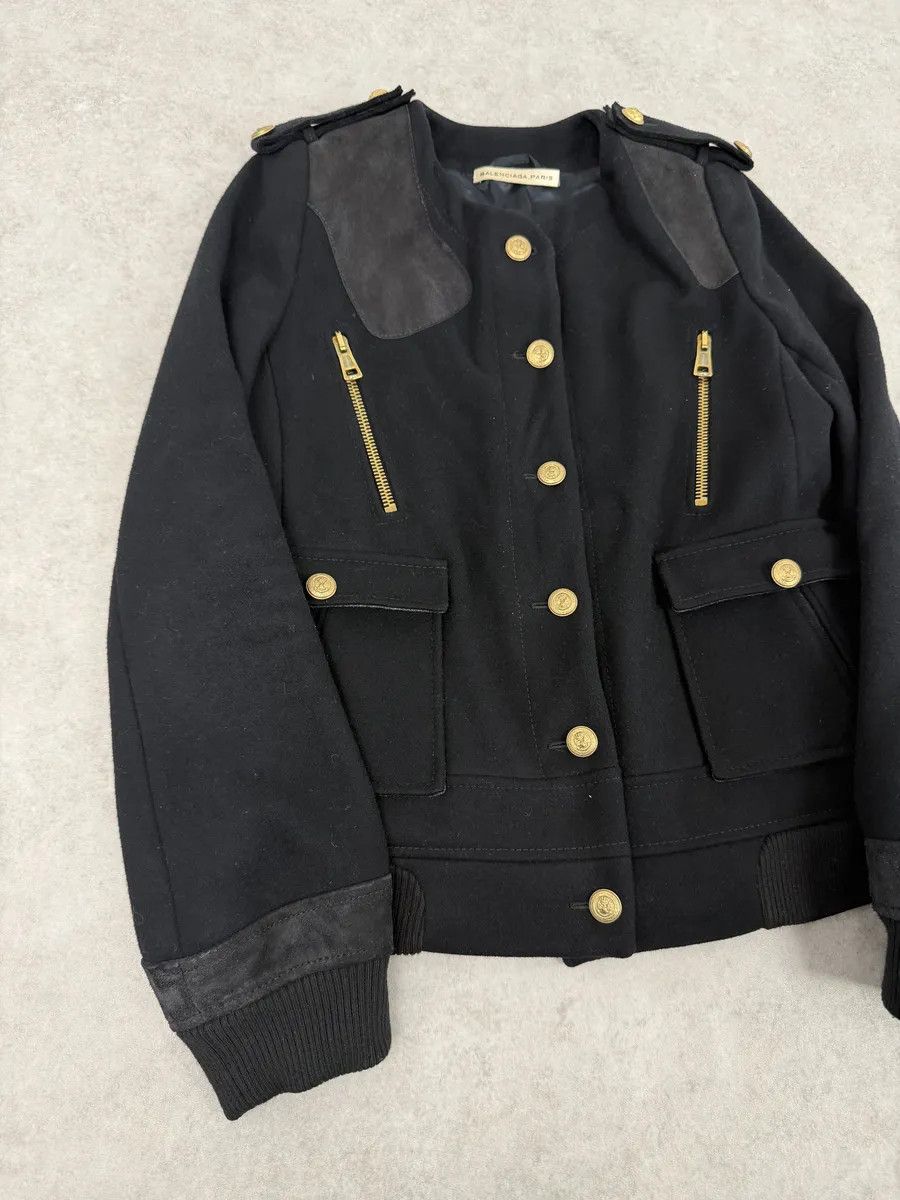 Balenciaga AW2007 Balenciaga Black Officer Buttoned Wool Peacoat by Nicolas Ghesquiere Size XS / US 0-2 / IT 36-38 - 5 Thumbnail