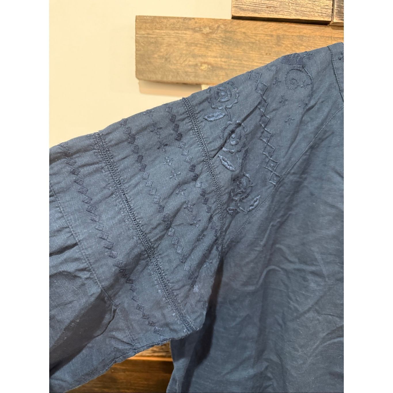 Guru Gudrun Sjödén women's blue embroidered blouse top boho lagen Size M / US 6-8 / IT 42-44 - 3 Thumbnail