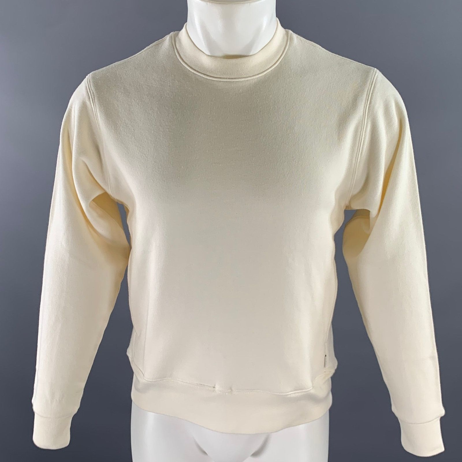 AYR AYR Size XS Cream Solid Cotton Crew-Neck Sweatshirt Size XS / US 0-2 / IT 36-38 - 1 Thumbnail