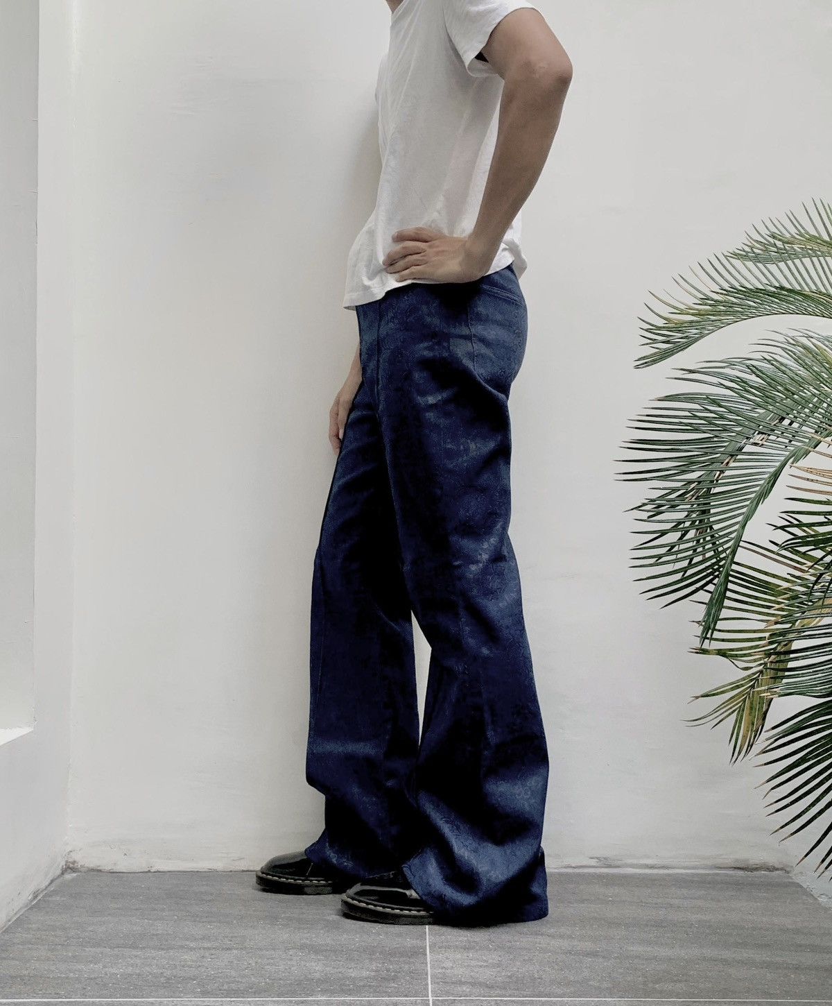 Designer × Handmade Textured Floral Flared Pants Size US 32 / EU 48 - 10 Thumbnail