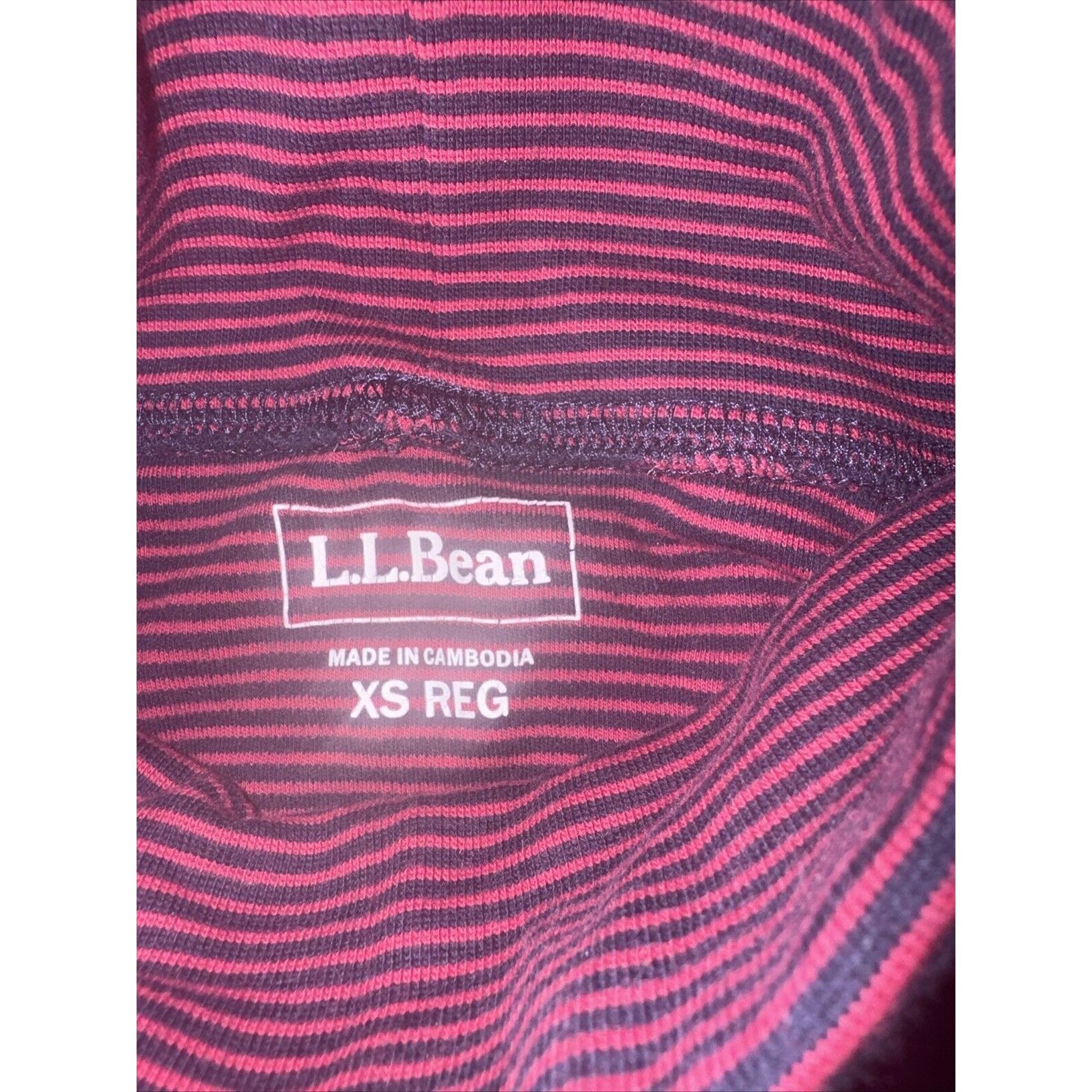 L.L. Bean LL Bean Top Womens Medium Red Gray Stripe Turtleneck Stretch Size XS / US 0-2 / IT 36-38 - 2 Thumbnail