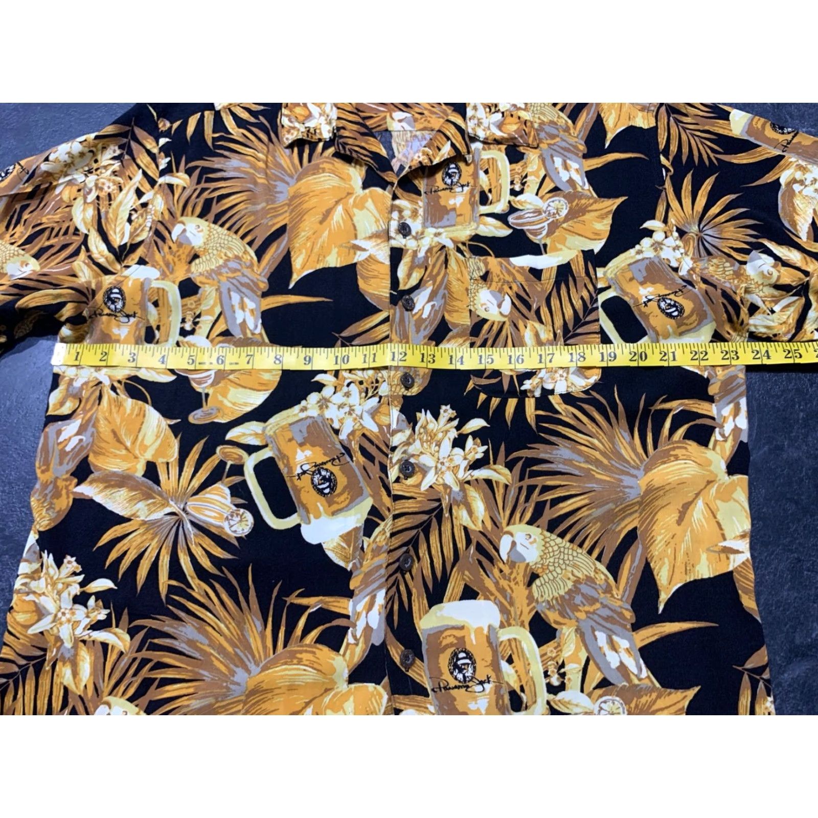 Panama Jack Panama Jack Shirt Men XL Gold Floral Rayon Button-Up Short Sleeve Casual Cocktail Caribbean Tropical Mens XL Gold Floral Shirt Size US XL / EU 56 / 4 - 7 Thumbnail