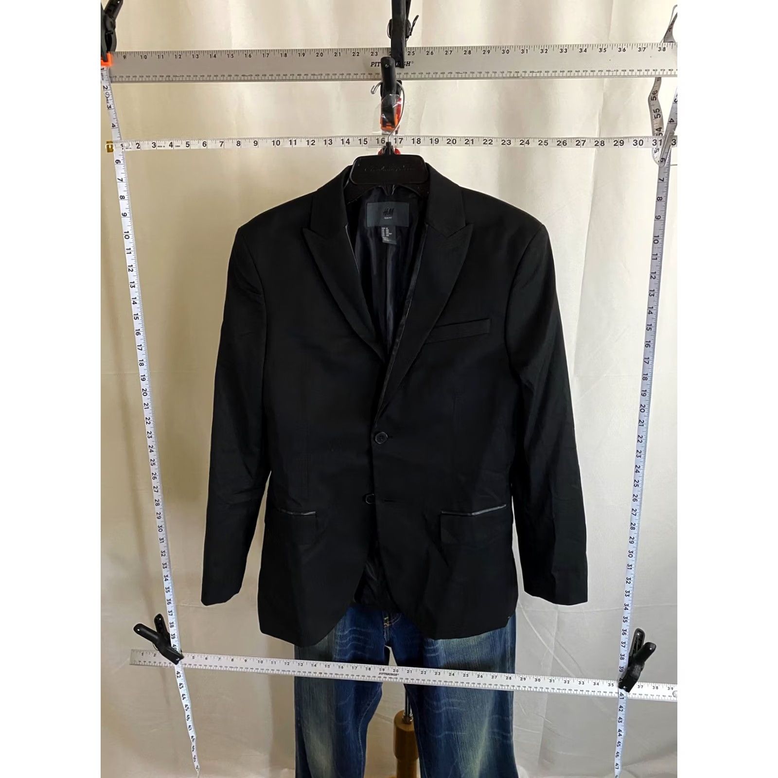H&M H & M Jacket Blazer 38R Slim Mens Poly Blend Tuxedo Coat Jacket Coat Sharp 90s Size 38R - 3 Thumbnail