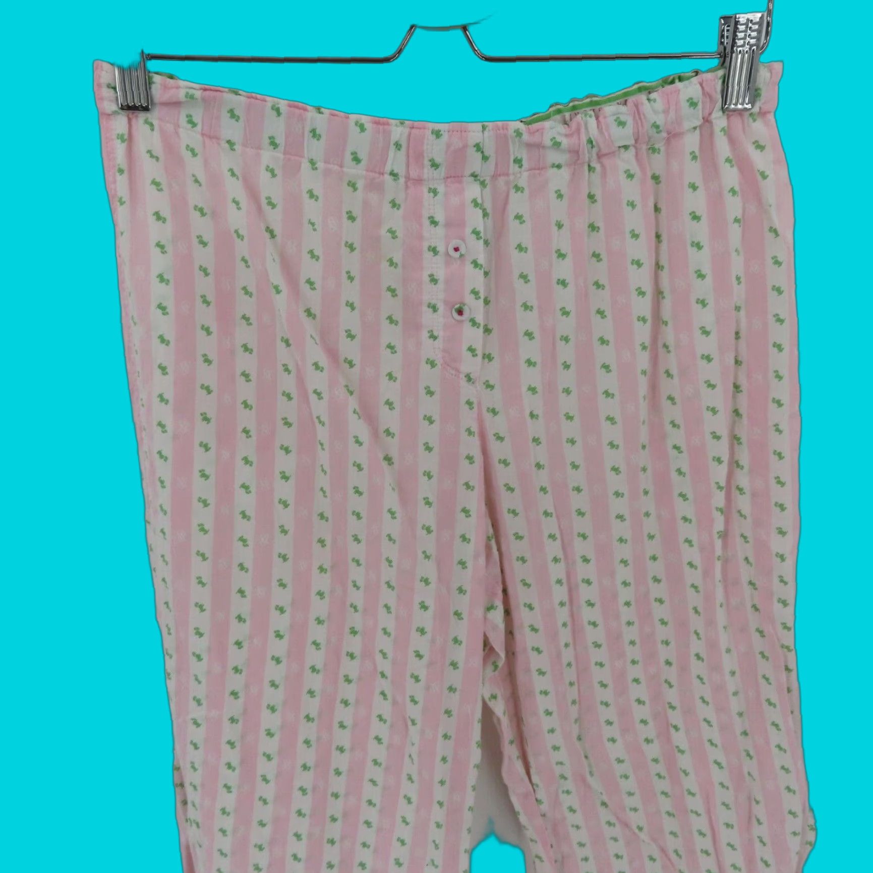Victoria's Secret Victoria's Secret Pajama Pants Women M Striped Pink Green White Dog Print Cotton Lounge Pull On Size 32" / US 10 / IT 46 - 1 Thumbnail