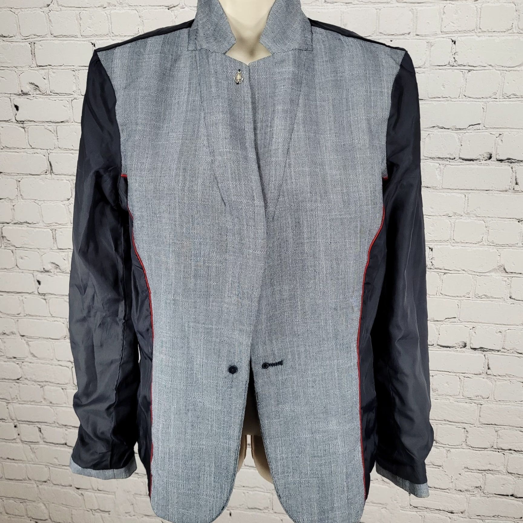 Tommy Hilfiger Tommy Hilfiger Blazer Jacket Blue Herringbone 1 Button Notch Vented Size 10 Size L / US 10 / IT 46 - 5 Thumbnail