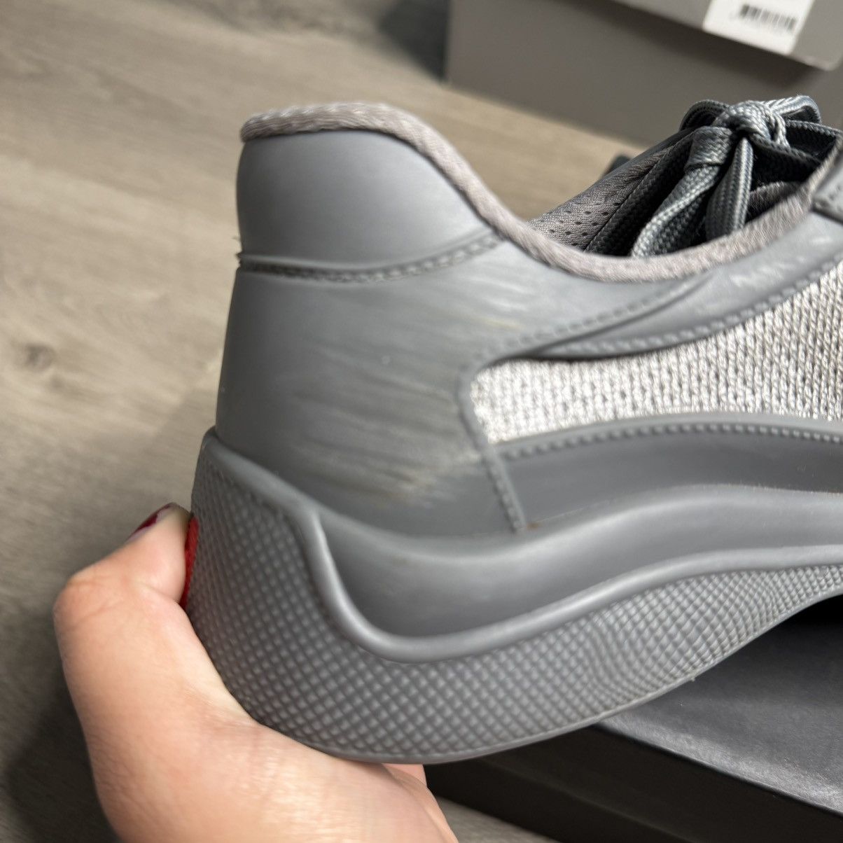 Prada Prada America’s Cup Sneaker Soft Rubber Steel Grey Size US 8 / EU 41 - 9 Thumbnail