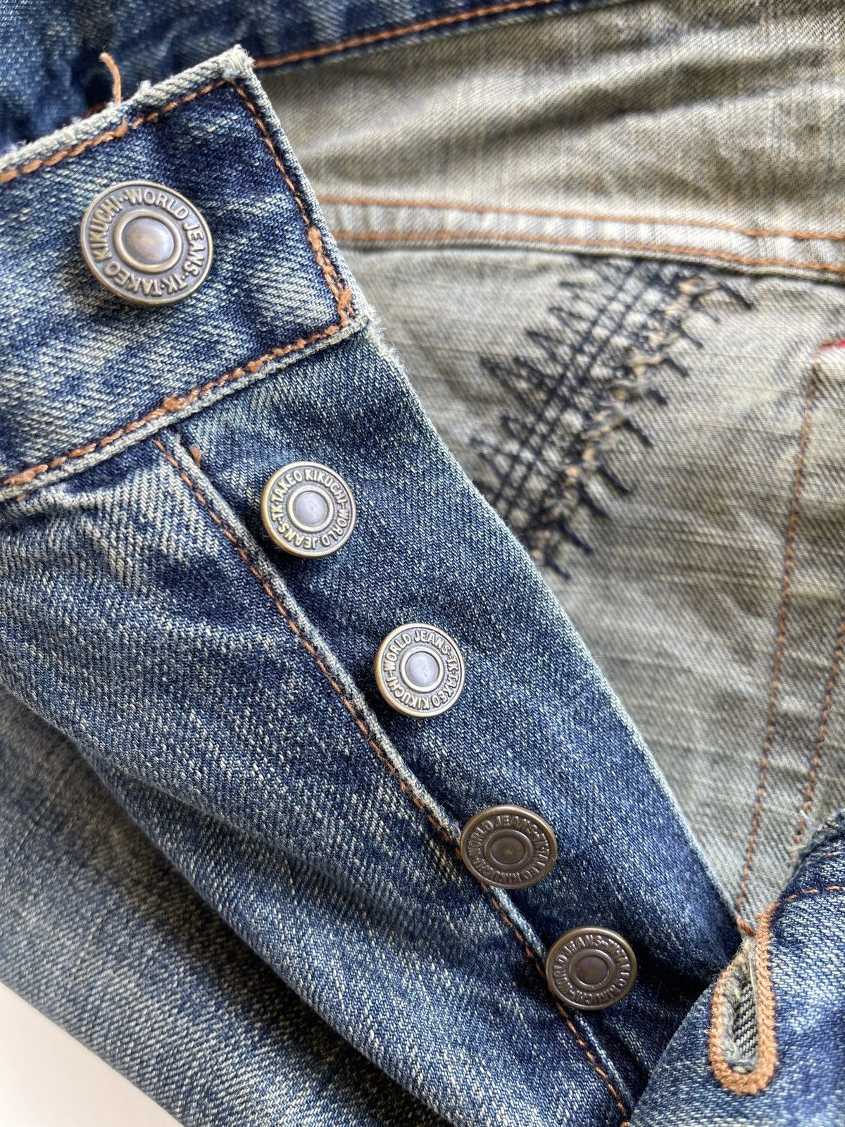 Japanese Brand Takeo Kikuchi Patchwork Distressed Sashiko Boro Denim Size US 30 / EU 46 - 14 Thumbnail