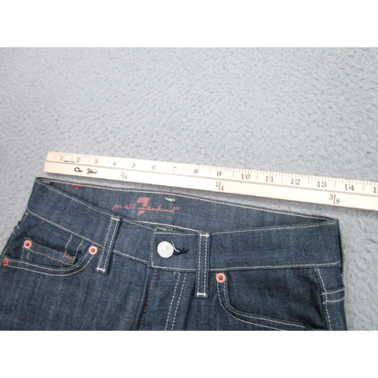 7 For All Mankind VINTAGE 7 For All Mankind Women's Jeans Capri Regular Fit Blue Raw Denim 24 Inches Size Size 42" / US 20 - 4 Thumbnail
