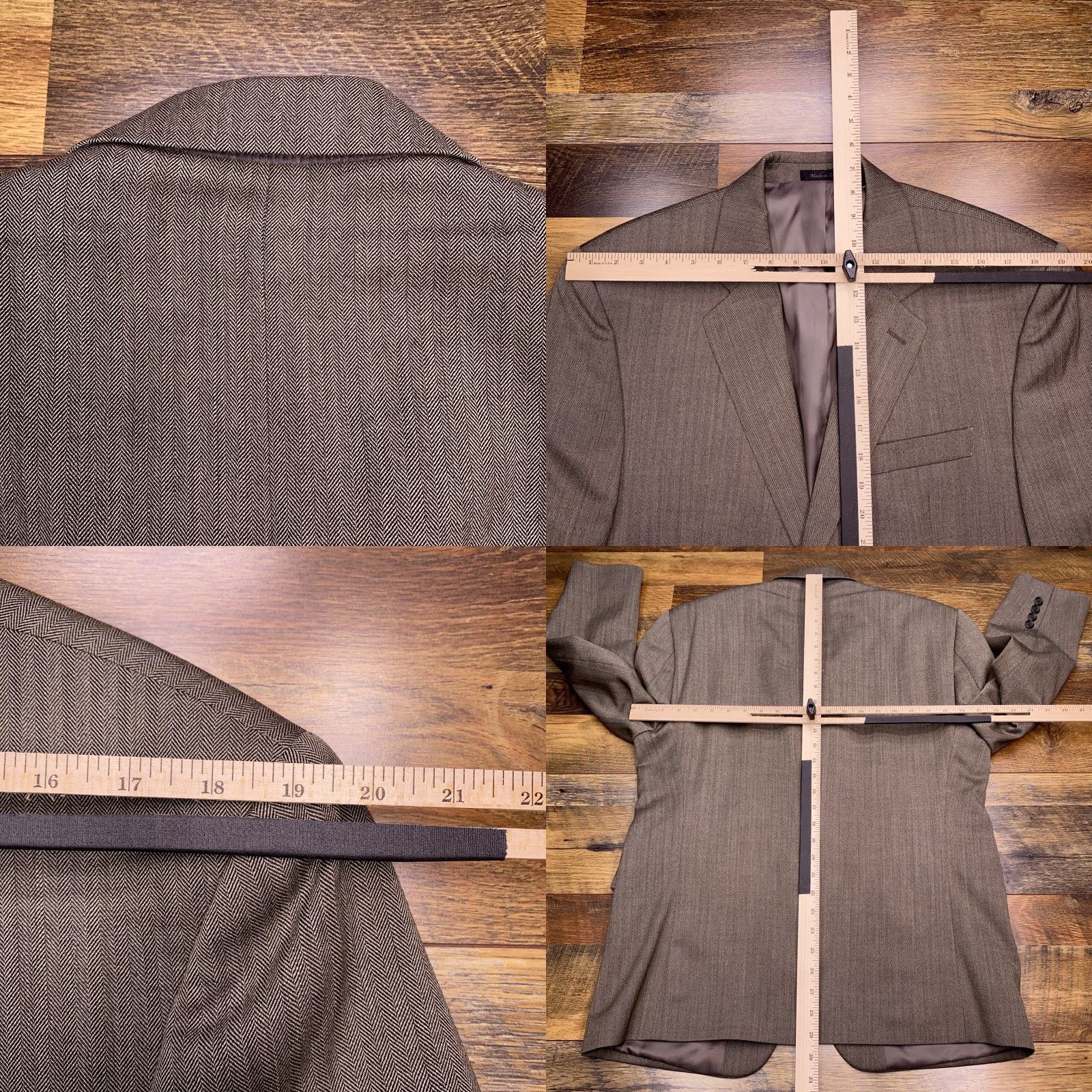 Chaps Chaps Suit Jacket Mens 40S Herringbone Wool Blazer, Notch Lapel, Single-Breasted, Two-Button Front, Brown, Regular Fit, Dry Clean Only Size 40R - 8 Thumbnail