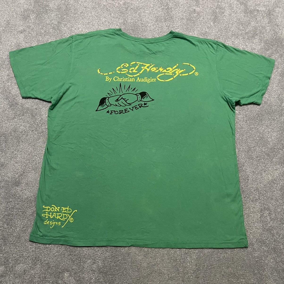 Ed Hardy Vintage Y2K Ed Hardy Bulldog Crown Forever Studded Logo Tee Size US XXL / EU 58 / 5 - 2 Thumbnail