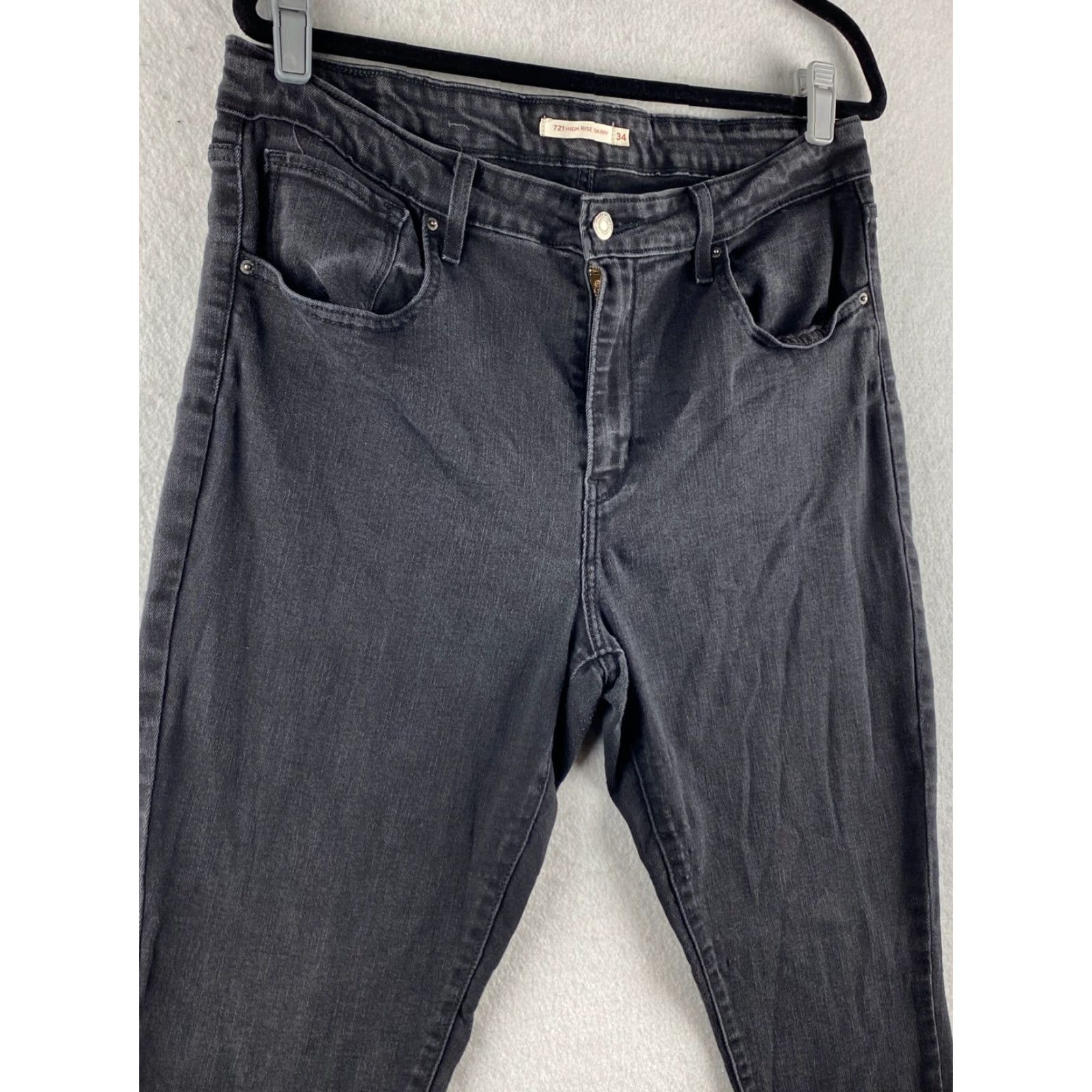 Levi's Levis Jeans Women's 34 Black 721 High Rise Skinny Stretch Denim Dark Wash Casual Size 24" / US 00 / IT 34 - 3 Thumbnail