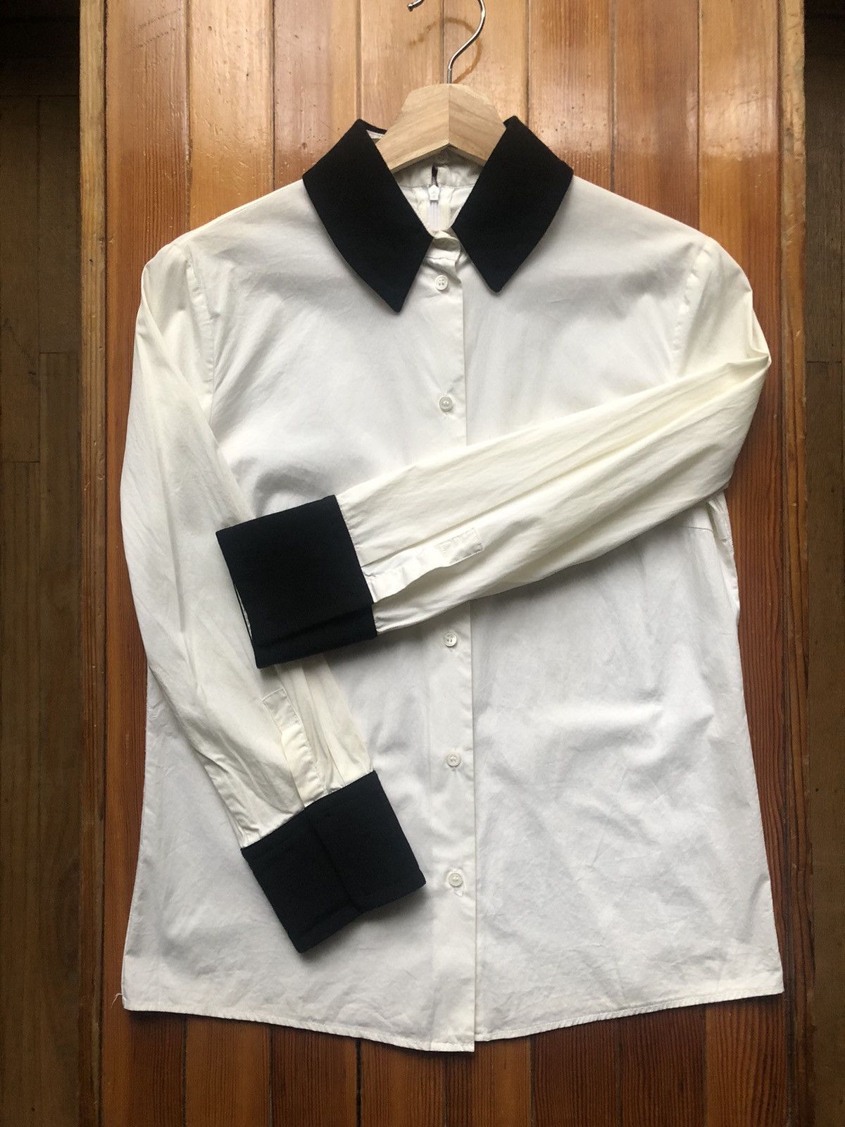 Jil Sander Jil Sander Navy Contrast Collar Blouse Size XS / US 0-2 / IT 36-38 - 3 Thumbnail
