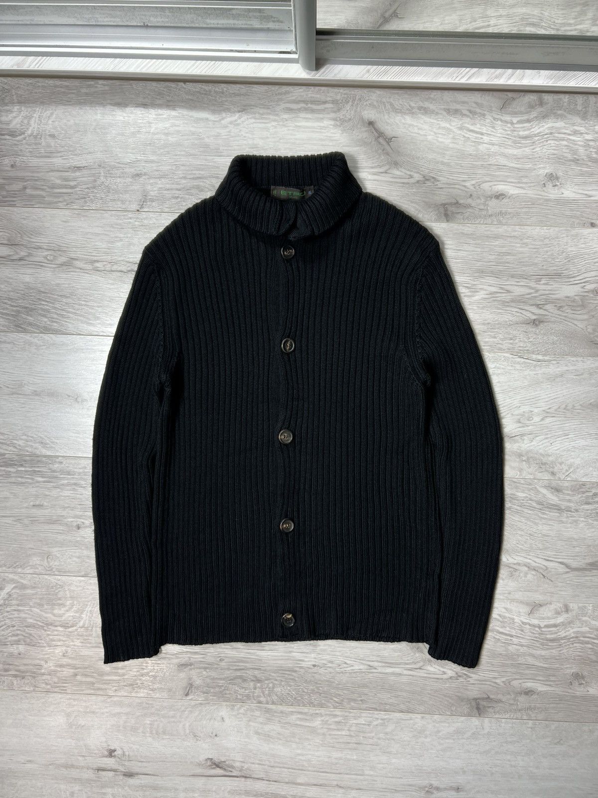 Etro Etro Milano Ribbed Button Up Cardigan Sweater High Collar Size US L / EU 52-54 / 3 - 9 Thumbnail