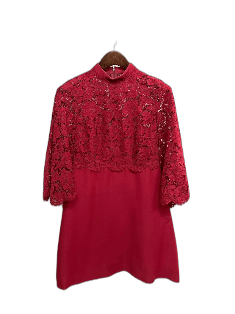 Valentino Valentino Red Lace Dress Size 40 Size M / US 6-8 / IT 42-44 - 1 Thumbnail