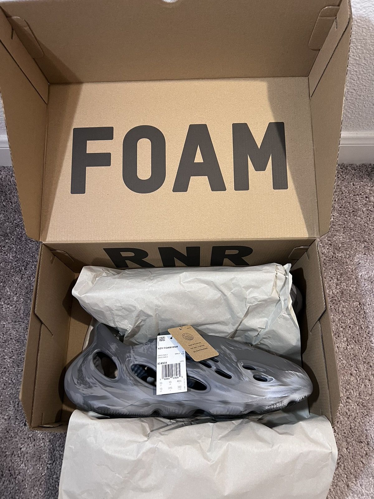image of Adidas Yeezy Foam Rnr Mx Granite Shoes, Men's (Size 13)