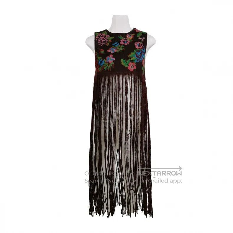 Valentino Valentino Plush blend floral pattern fringed top Size S / US 4 / IT 40 - 1 Thumbnail