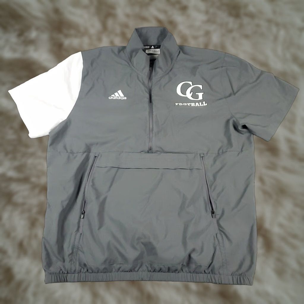 Adidas Adidas Jacket Mens Large Gray 1/2 Zip Pullover Windbreaker Short Sleeve Size US L / EU 52-54 / 3 - 1 Thumbnail