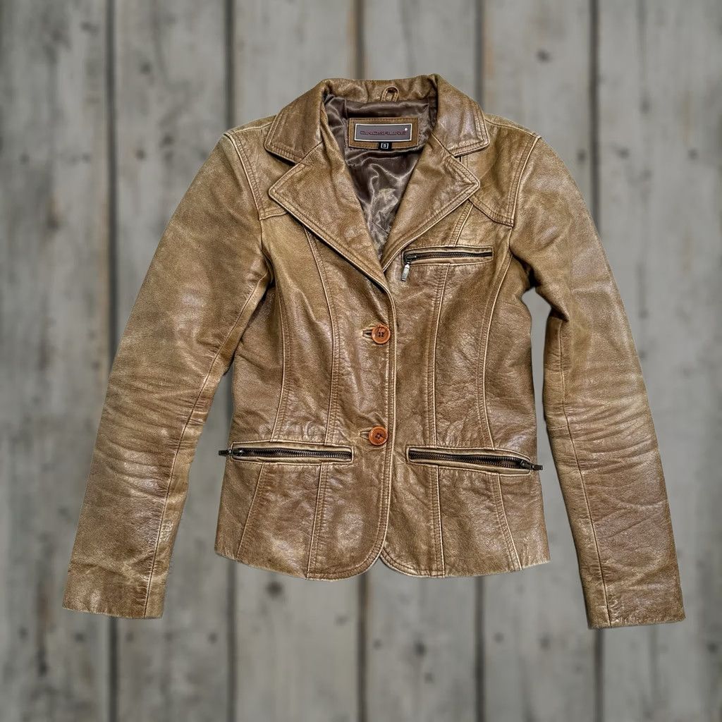 Vintage VINTAGE Dinosaure Blazer Women’s Small Brown Leather 90s Y2K Boho Patina Size S / US 4 / IT 40 - 1 Thumbnail