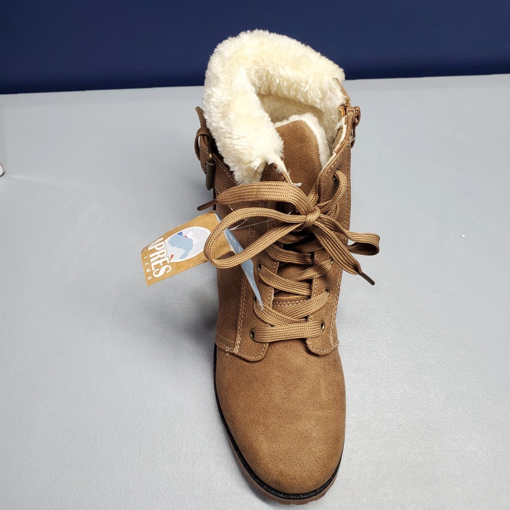 Vintage LAMO Winter Boots Womens Size 9 Brown Faux Fur Side Zipper Lace Up AW1765 Size US 9 / IT 39 - 7 Thumbnail