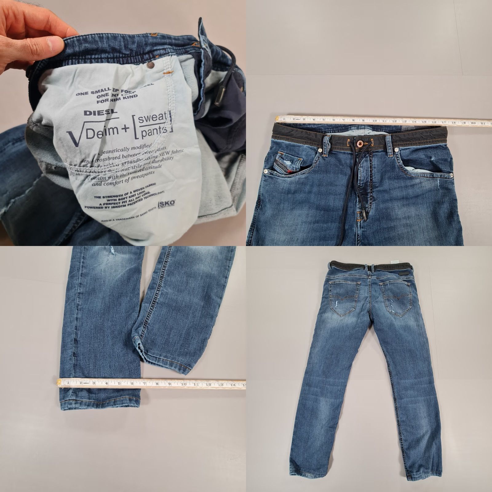 Diesel Diesel Jeans Slim Distressed Denim Blue W34 L30 THommer CB-NE Zip Fly Stretch 5-Pocket Mens Regular Size US 34 / EU 50 - 8 Thumbnail