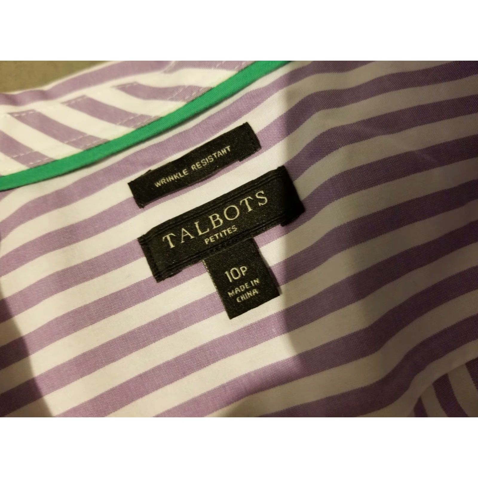 Talbots Womens Talbots Blouse Shirt 10P Petite Purple Cotton Button Size L / US 10 / IT 46 - 3 Thumbnail