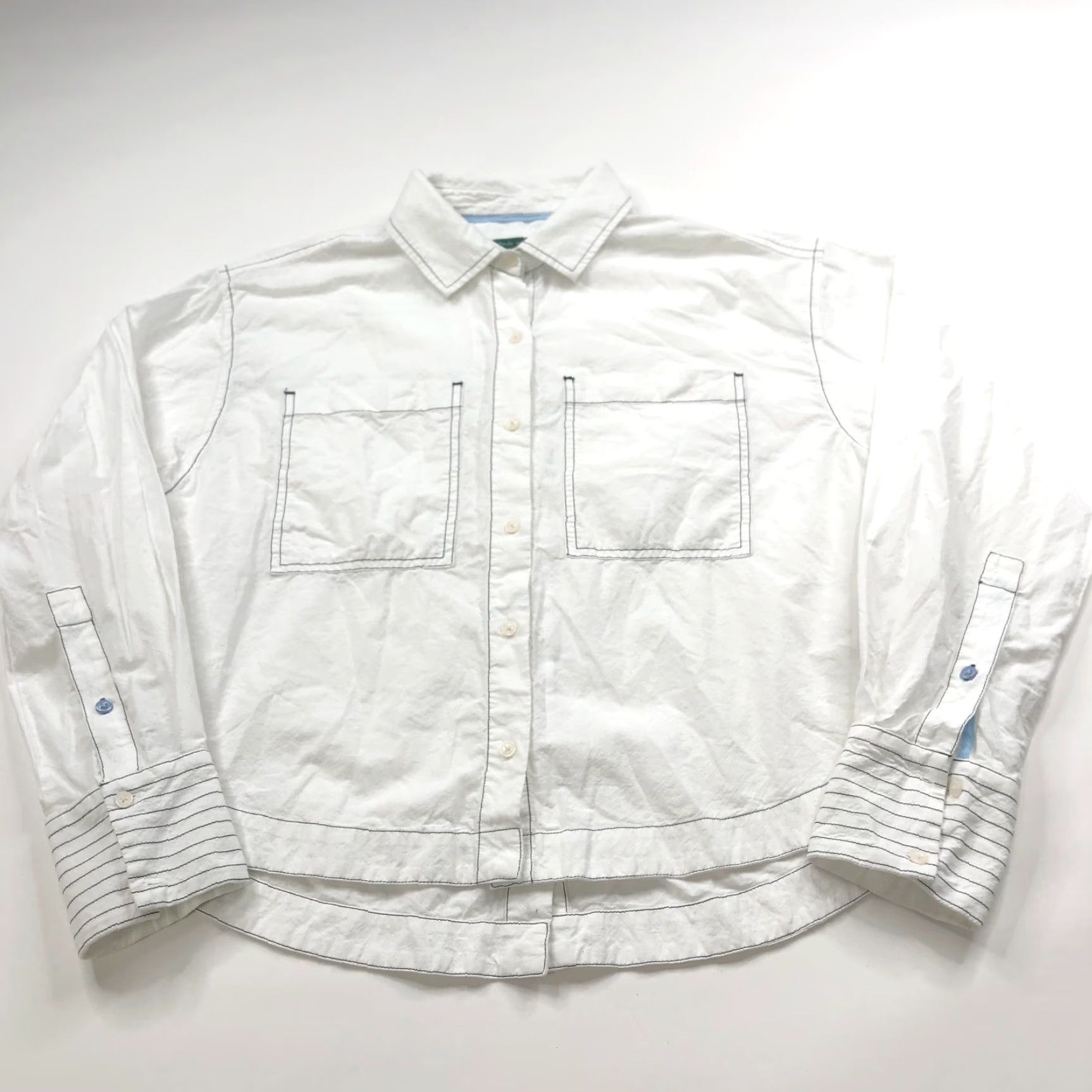 Scotch & Soda Scotch & Soda Shirt XS White Cotton Long Sleeve Button-Up Women's Cropped Shirt XS White Size XS / US 0-2 / IT 36-38 - 2 Thumbnail