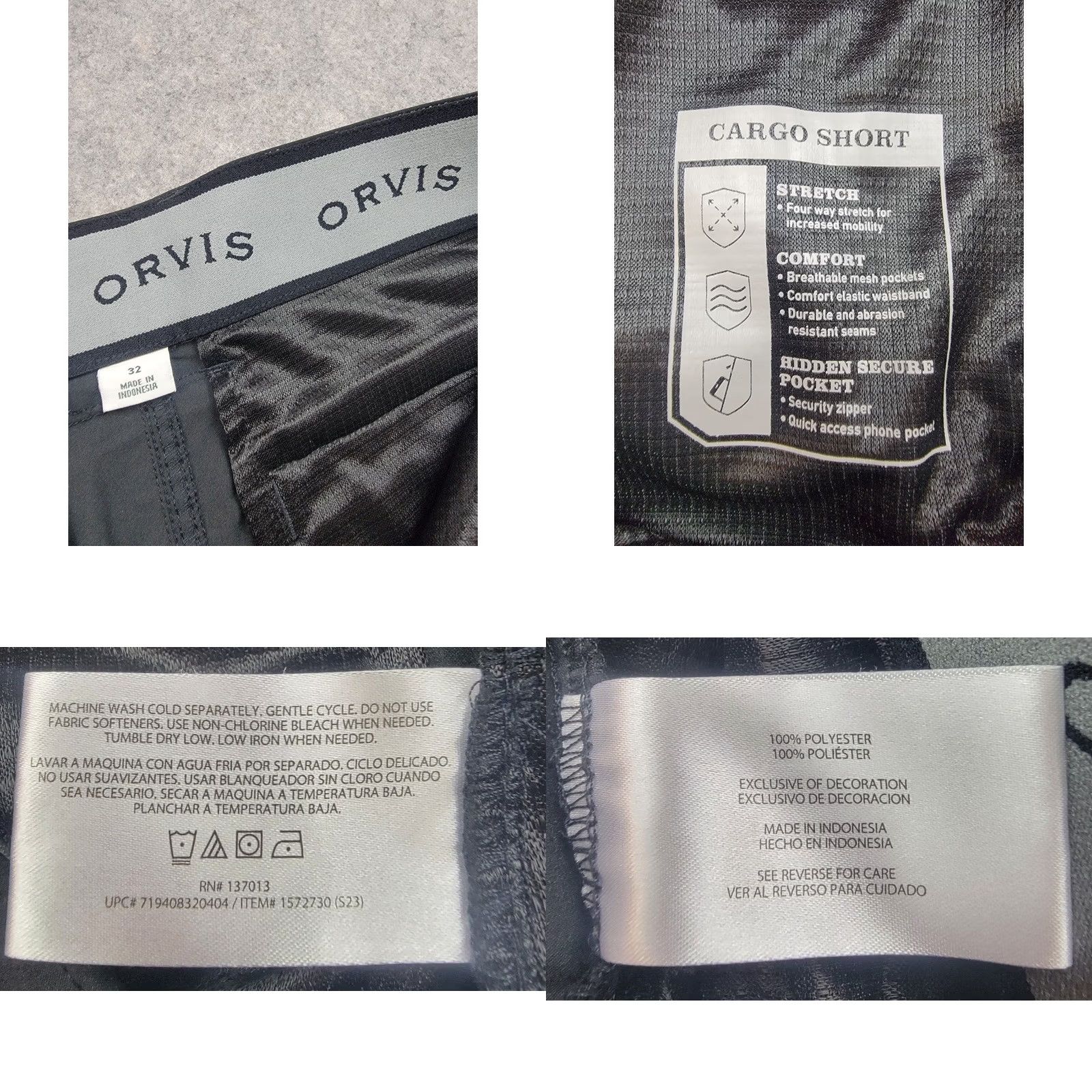Orvis Orvis Cargo Shorts Mens 32 Black Polyester Outdoor Casual Size US 32 / EU 48 - 9 Thumbnail