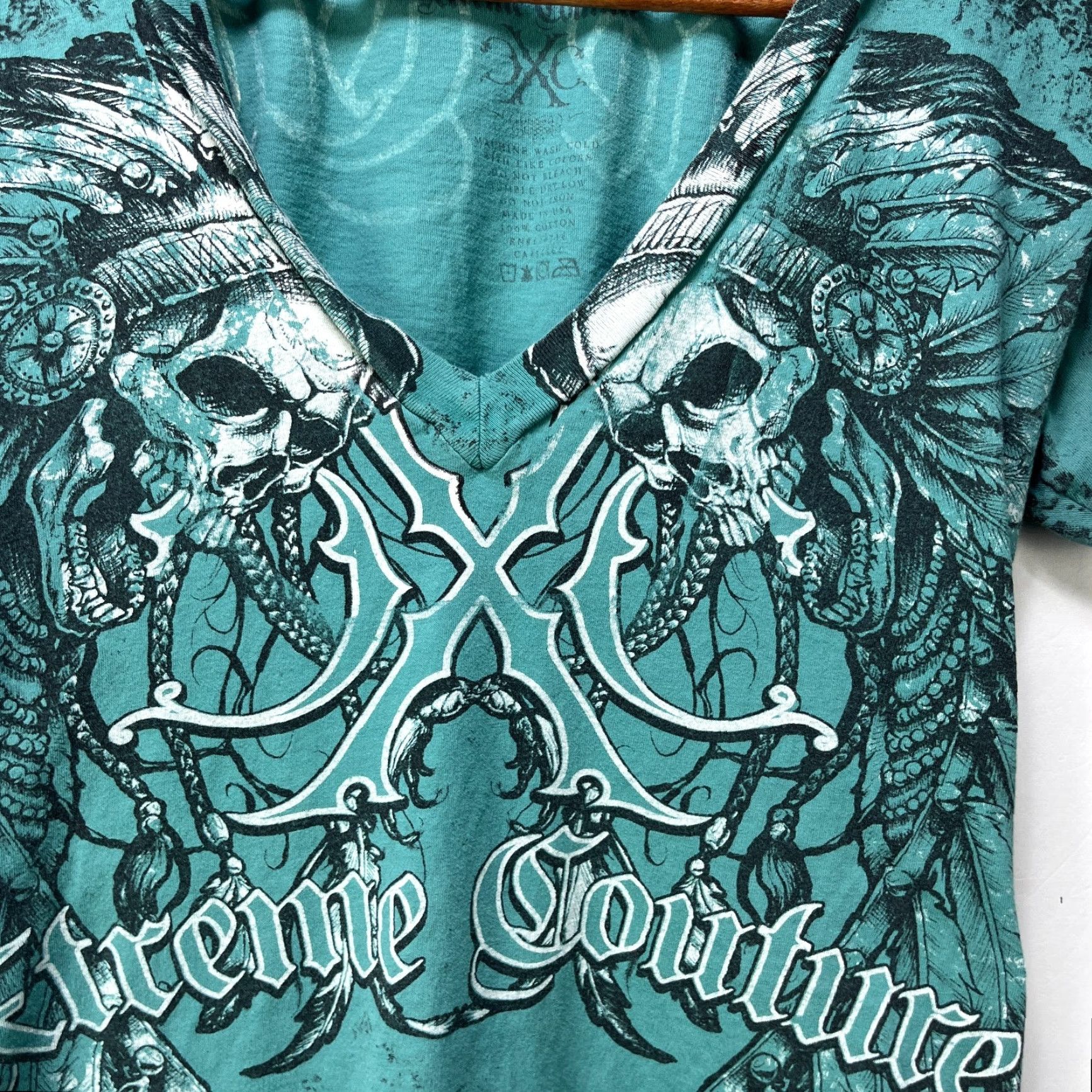 Vintage Vintage Y2K Extreme Couture Shirt MMA Womens Medium Blue Cotton Zipper 90s Pockets Hooded Lightweight All Seasons Short Sleeve T-Shirt Womens Size M / US 6-8 / IT 42-44 - 3 Thumbnail