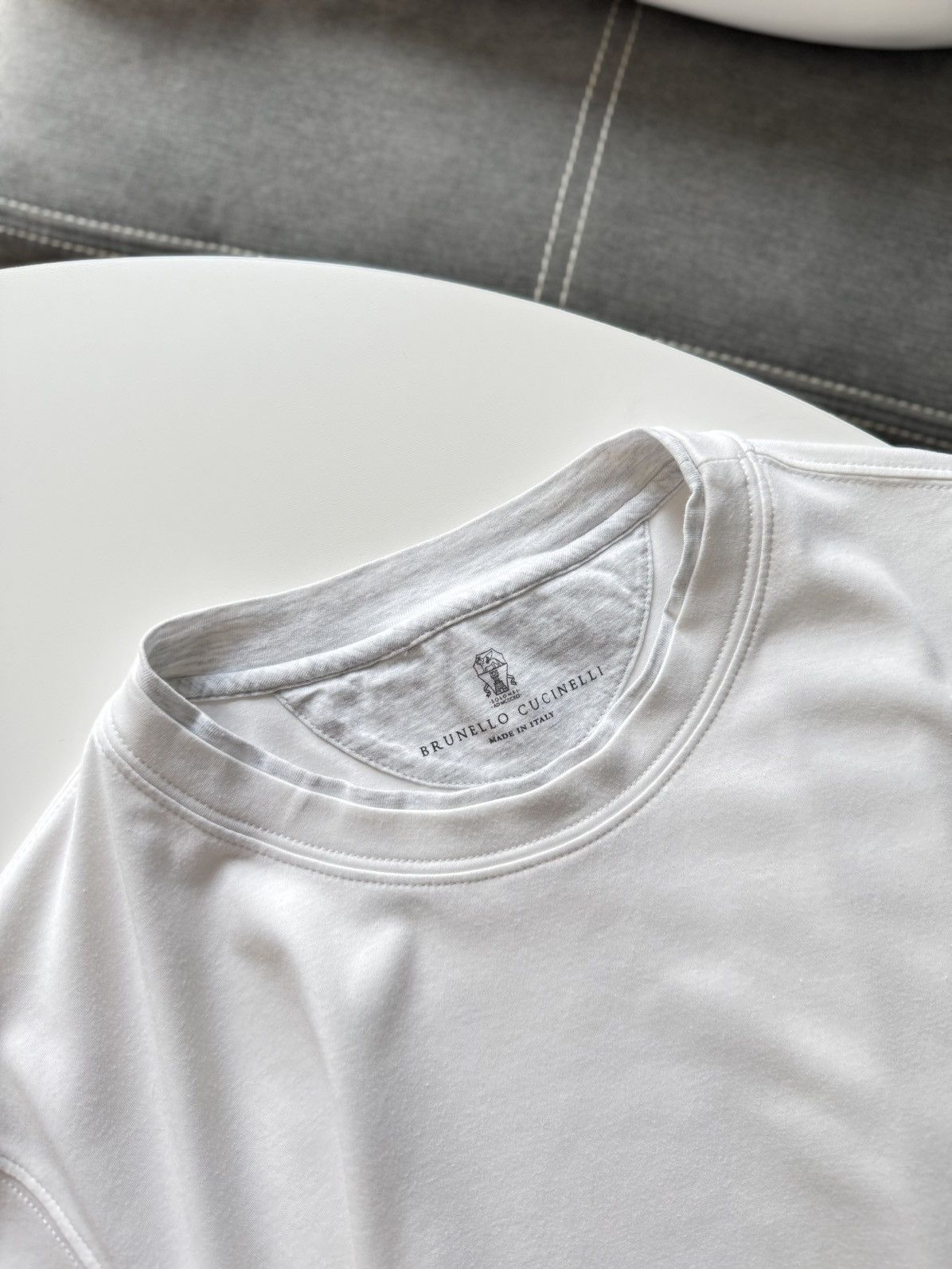 Brunello Cucinelli Brunello Cucinelli Silk White Crew Neck T-Shirt Cotton Size US M / EU 48-50 / 2 - 11 Thumbnail