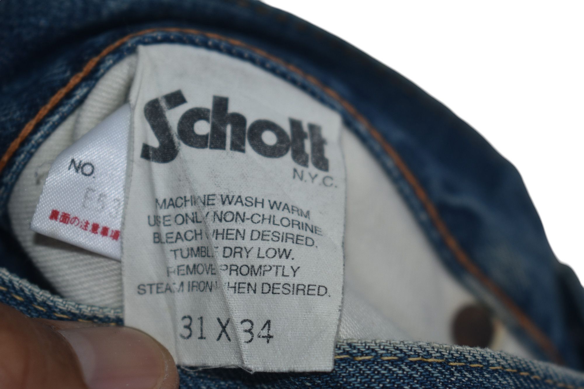 Schott × Vintage WIDE LEG 🔥 SCHOTT PERFECTO Distress Denim Jeans W31 Size US 31 - 9 Thumbnail