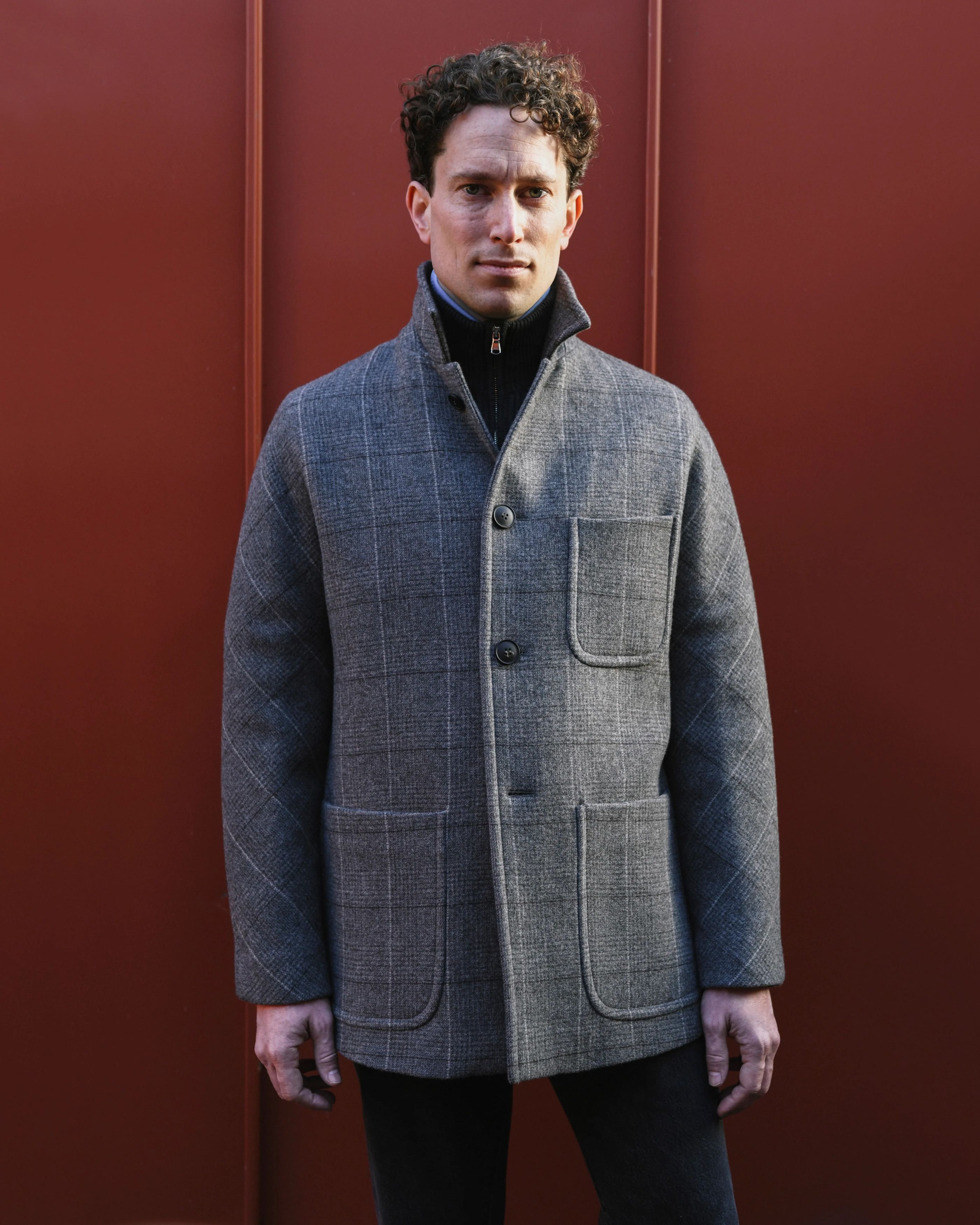 Anglo-Italian Three Bucket Pocket Jacket in Windowpane Check Size US S / EU 44-46 / 1 - 11 Thumbnail