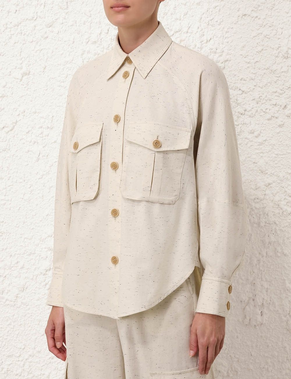 Zimmermann oc11z0925 Illustration Pocket Shirt in Ivory Size M / US 6-8 / IT 42-44 - 2 Thumbnail