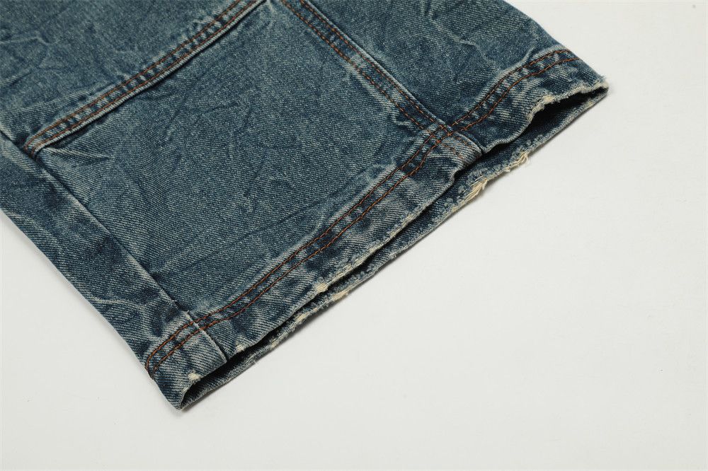 Japanese Brand × Jean Washed distressed trendy workwear ripped patchwork jeans Size US 32 / EU 48 - 7 Thumbnail