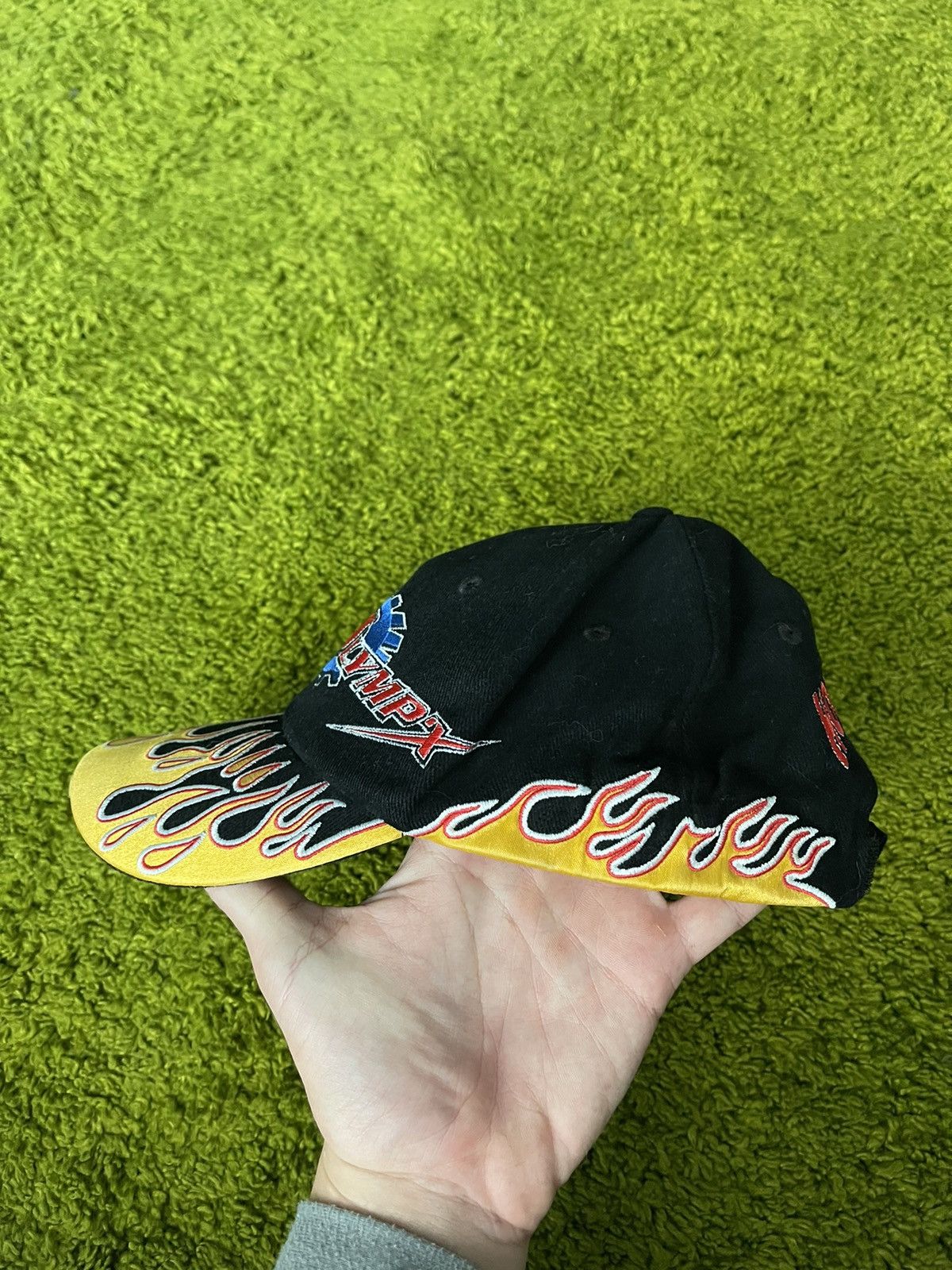 Vintage 🔥 Y2K style racing fire flame pattern cap Size 32 - 2 Thumbnail