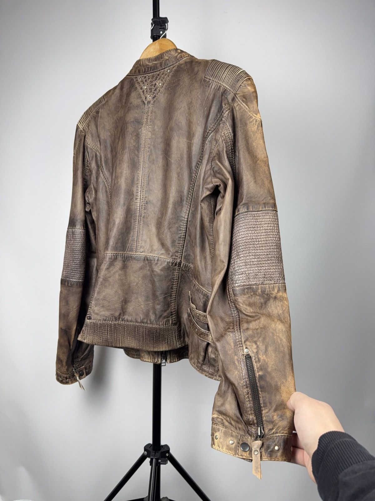 Genuine Leather Vintage 00s Brown Leather Moto Biker Jacket Distressed Style Size US S / EU 44-46 / 1 - 13 Thumbnail