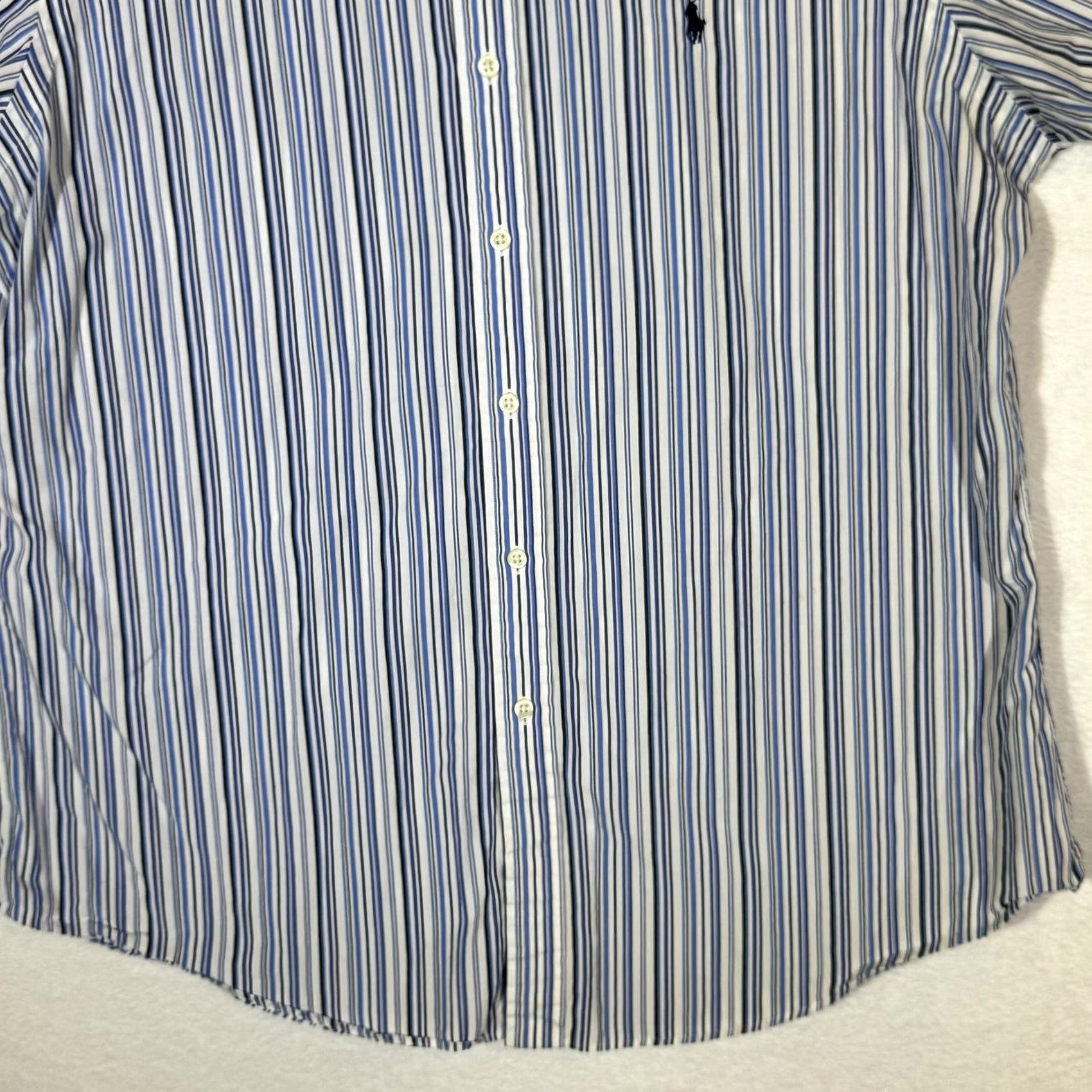 Ralph Lauren Ralph Lauren Shirt Mens XL Blue Striped Button-Down Custom Fit Short Sleeve Pony Size US XL / EU 56 / 4 - 6 Thumbnail