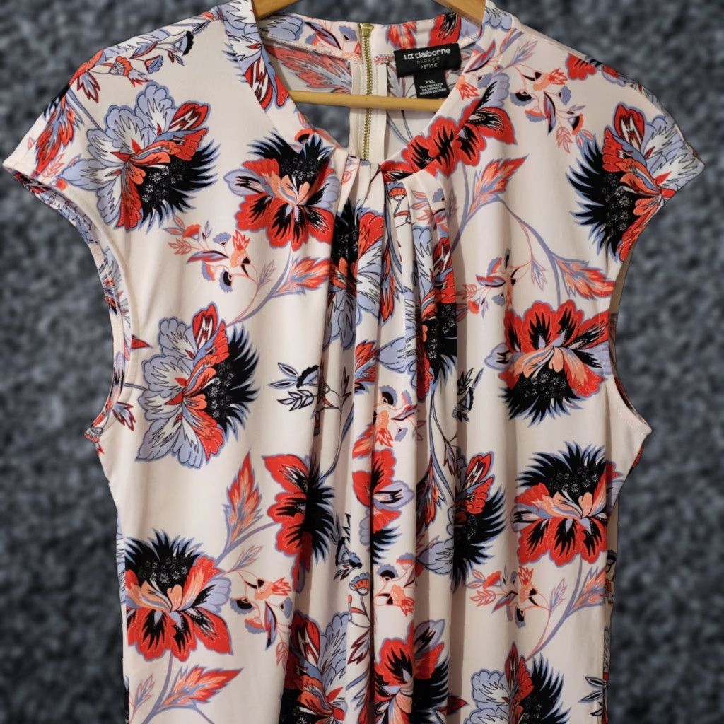 Liz Claiborne Liz Claiborne Career Top Floral Pleated Pink Stretch Womens PXL Sleeveless Shirt Blouse Multicolor Regular Back to Work Womens Size XL / US 12-14 / IT 48-50 - 1 Thumbnail