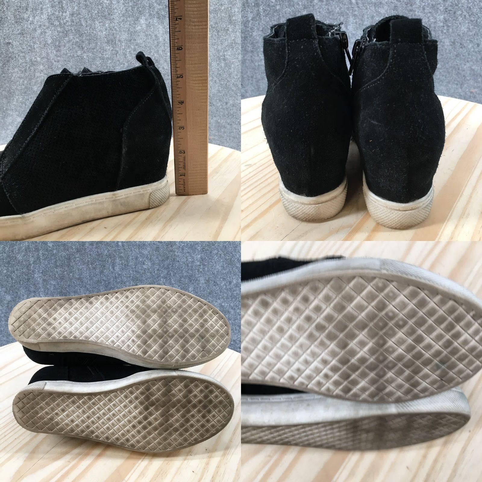 Steve Madden Steve Madden Boots Womens 7.5 Wavery Wedge Booties Black Suede Side Zip Size US 8 / IT 38 - 8 Thumbnail