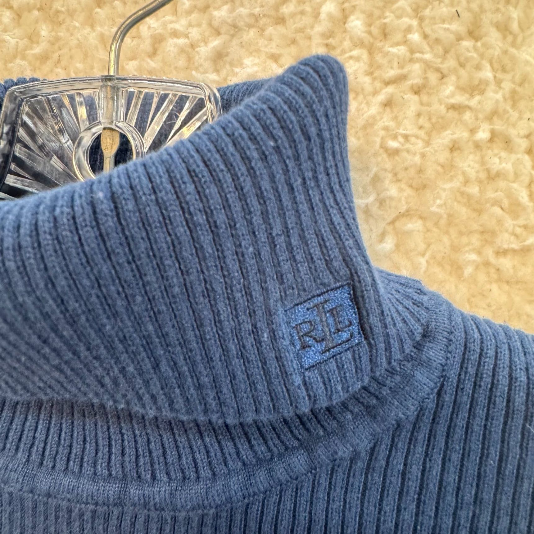 Ralph Lauren VINTAGE Lauren Ralph Lauren Turtleneck Sweater XL Large Blue Rib Knit Logo Mens? Womens? Size XL / US 12-14 / IT 48-50 - 4 Thumbnail