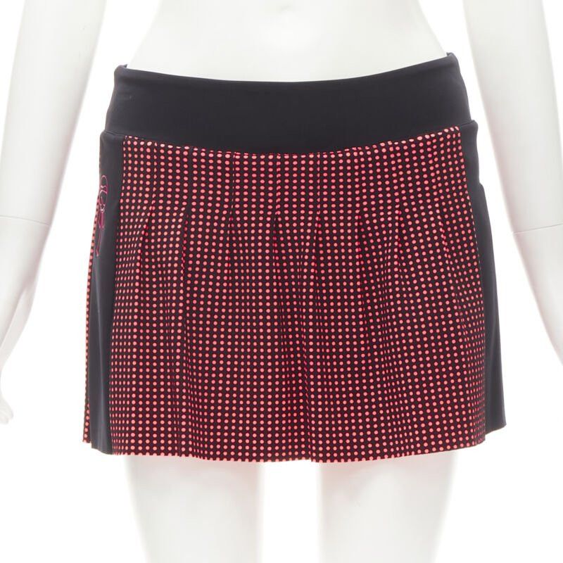 Fendi FENDI Activewear Karl Love black pink polka dot lined pleated skirt S Size 26" / US 2 / IT 38 - 1 Thumbnail