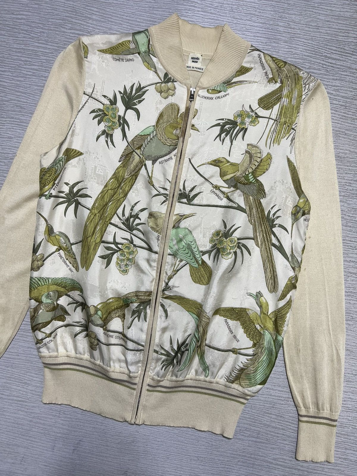 Hermes Hermes - Birds Print Silk Zipped Cardigan Bomber Jacket Size S / US 4 / IT 40 - 4 Thumbnail