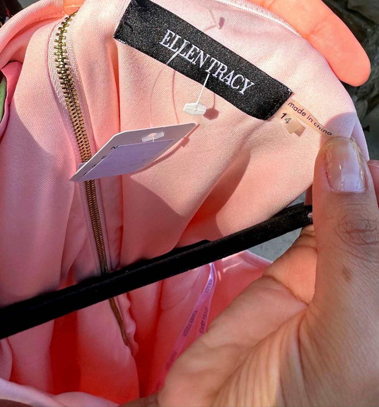 Designer Elegant Pink Dress - Ellen Tracy, Size 14 Size XL / US 12-14 / IT 48-50 - 3 Thumbnail