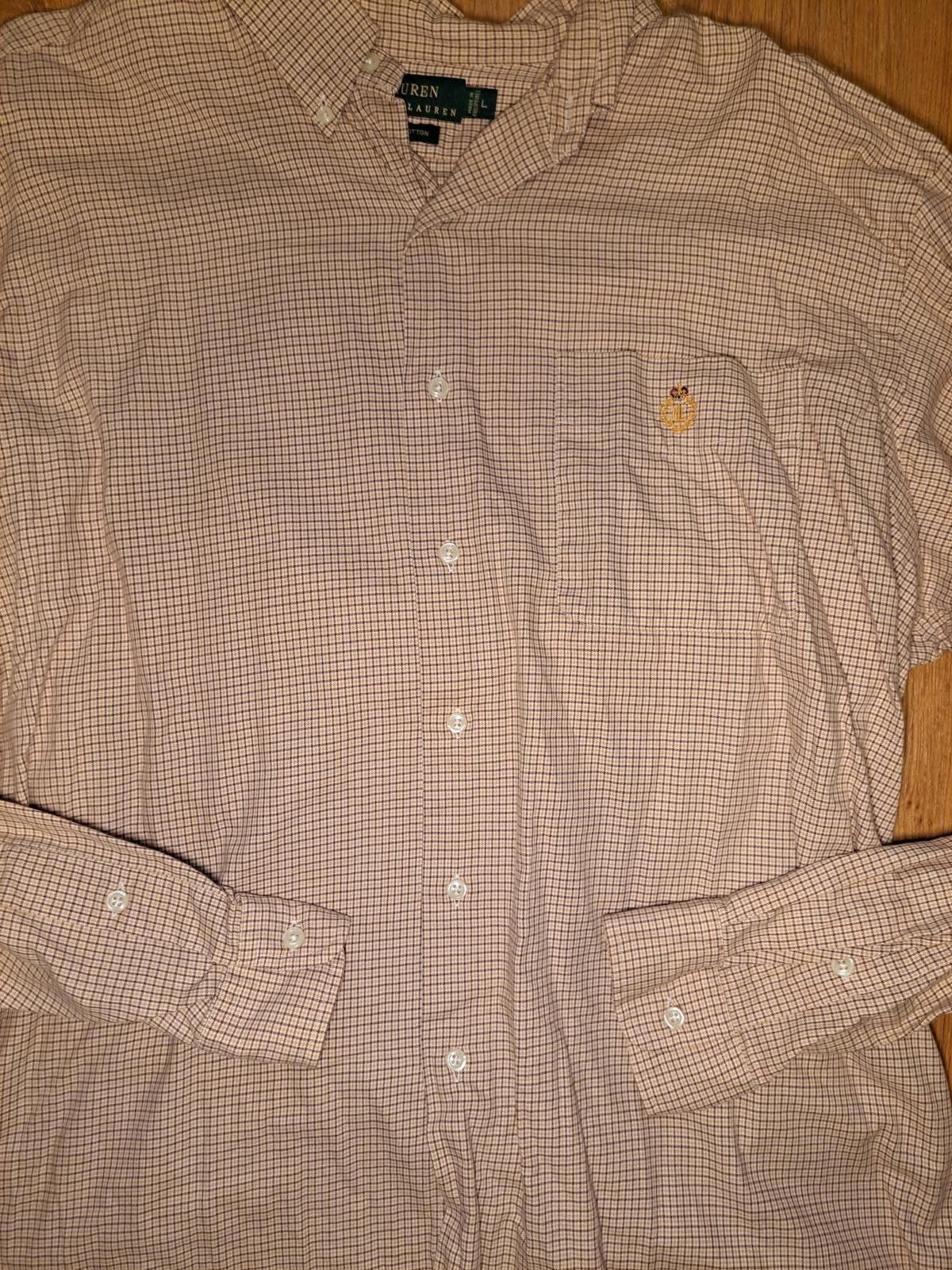 Polo Ralph Lauren Ralph Lauren Dress Shirt Mens Large Orange Houndstooth Check Size 42R - 4 Thumbnail