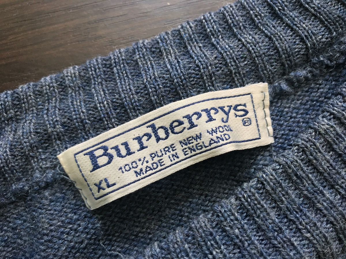 Burberry VINTAGE BURBERRY KNIT SWEATER Blue Pure New Wool MENS Size US XL / EU 56 / 4 - 5 Thumbnail