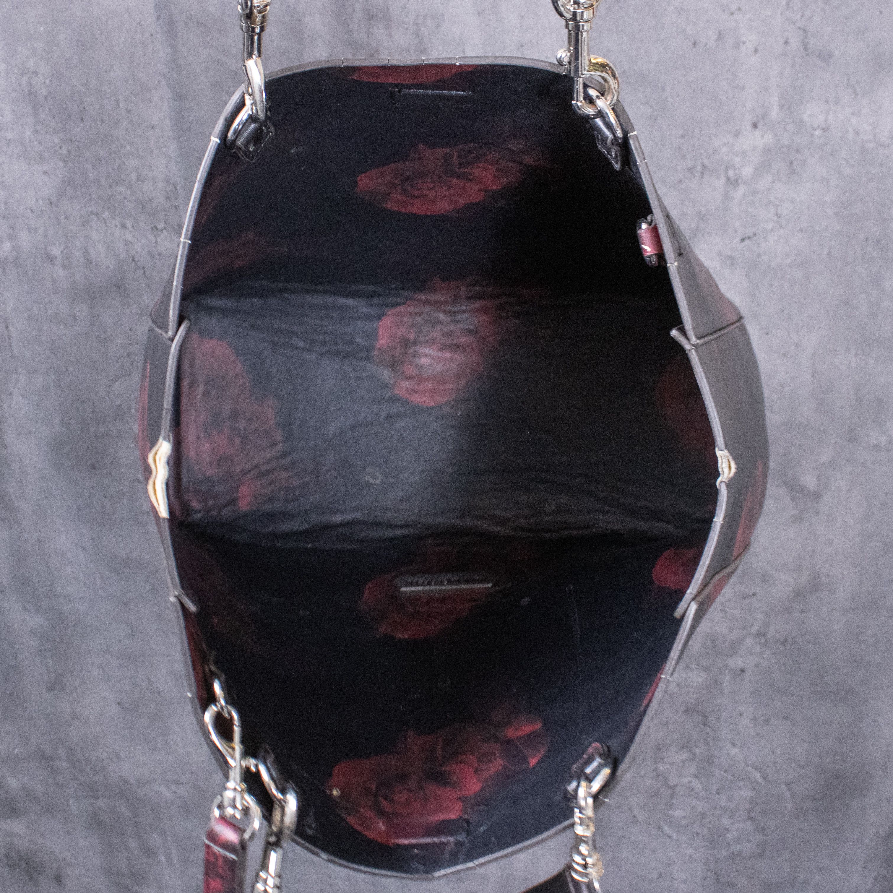 Karl Lagerfeld Karal Lagafur Black Flower Faux Leather Tote Bag Size ONE SIZE - 4 Thumbnail